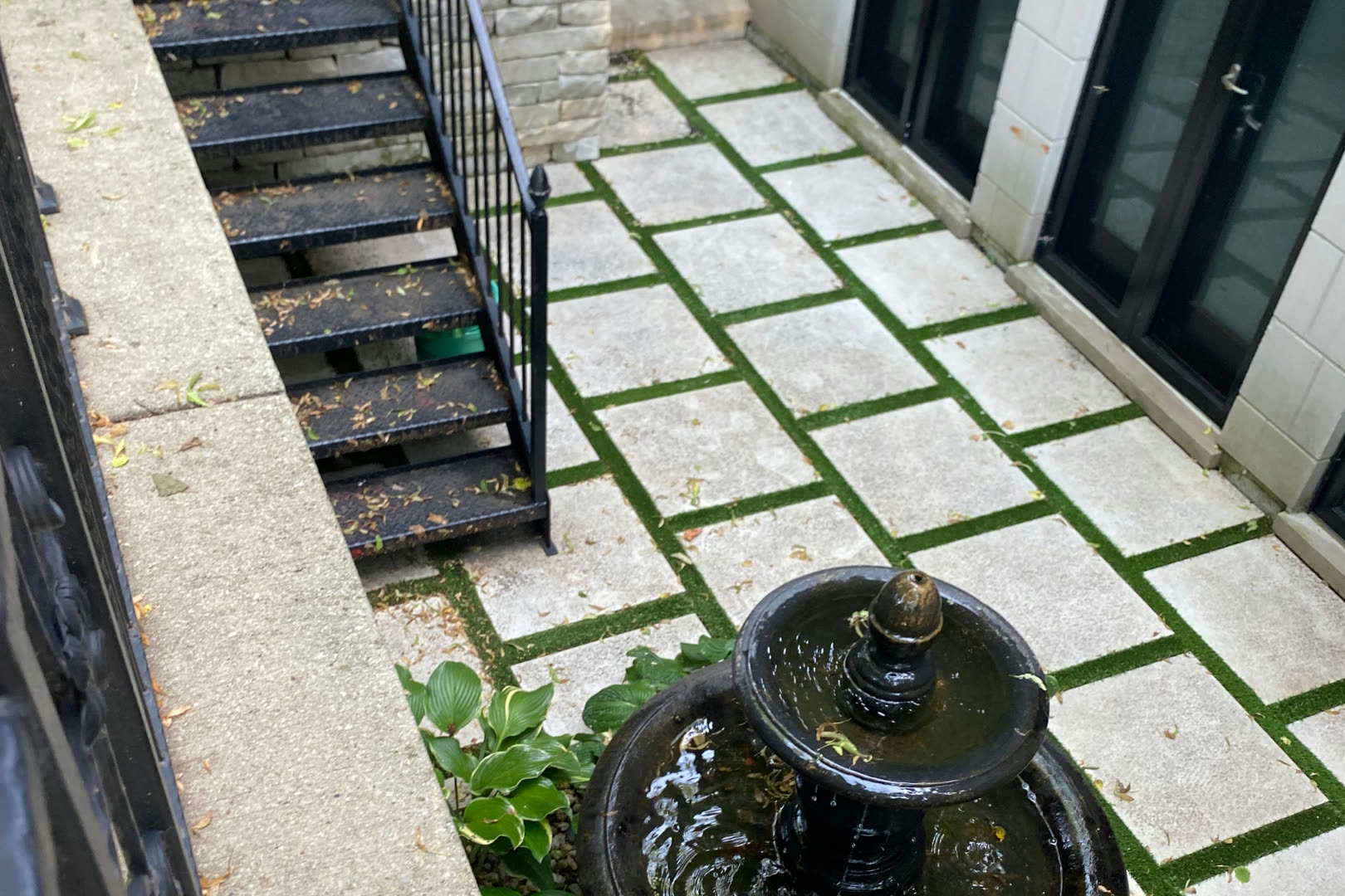 Courtyard pavers with fountain